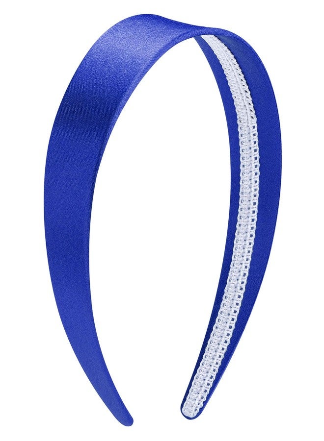 WantGor 1.6 Inch Wide Headbands Silk Satin Plain Headband for Women, Non Slip Solid Hair Bands Hair Accessories Cosplay DIY Holiday Head Band (Royal Blue, Large) - Image 2